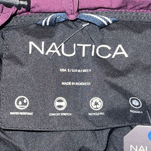 Nautica Women's Hooded Packable Short Puffer Coat Purple Tulip Q221886 Small NWT - Picture 7 of 11